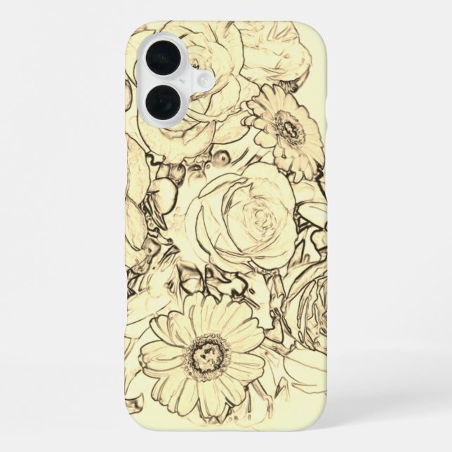 Funda Para iPhone Rosas de esquema de Bouquet Sepia Daises (Reverso )