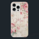 Rosas de estilo rústico de cabaña en madera vieja<br><div class="desc">Encantadora casita de campo rústica estilo rosa pastel y follaje de sabio claro sobre textura antigua de madera templada con campo de texto editable para su nombre o monograma personalizado.</div>