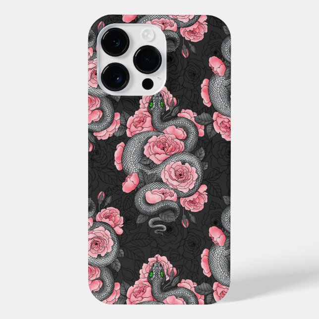 Funda Para iPhone Rosas de serpientes y melocotones (Reverso)