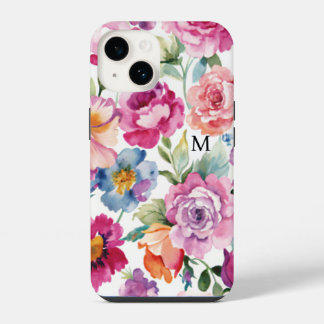 Funda Para iPhone 14 Rosas en acuarela elegante florecen nombre persona