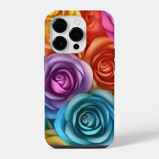 Funda Para iPhone rosas multicolores 3D (Reverso )