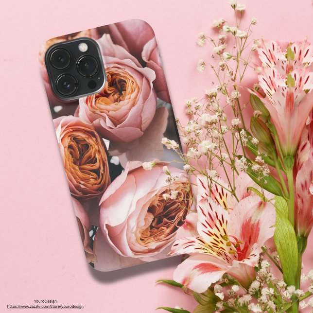 Funda Para iPhone Rosas románticos Obra de fotografía rusa (Modern rustic roses phone cases in pink background for her.)