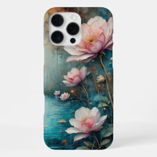 Funda Para iPhone 16 Pro Max rosas rosadas y agua