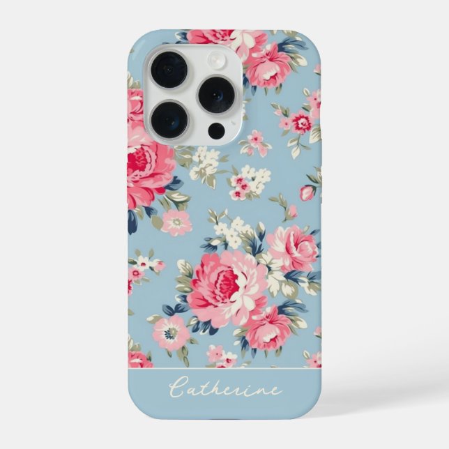 Funda Para iPhone Rosas rosas rosadas personalizadas de cabaña sobre (Reverso )