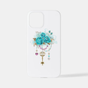 Funda Para iPhone 12 Mini Rosas turquesas con llaves