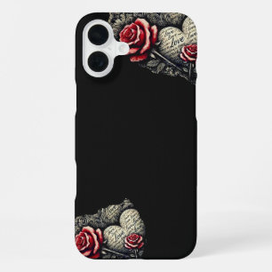 Funda Para iPhone 16 Plus Rosas y Corazones con Letra