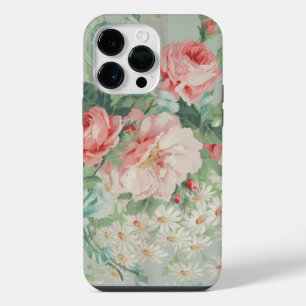 Funda Para iPhone 14 Pro Max rosas y Daisies de Tejidos Vintage británicos de 1