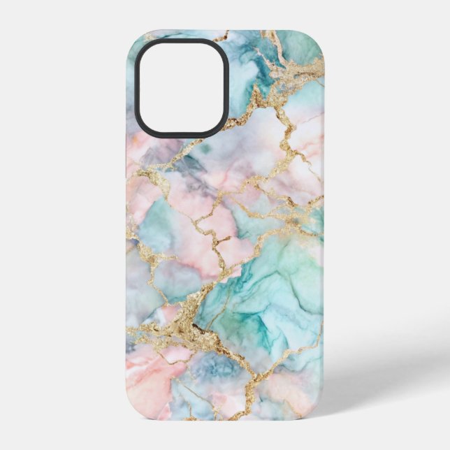Funda Para iPhone Rose Blue Gold Marble (Reverso )
