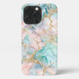 Funda Para iPhone 13 Pro Rose Blue Gold Marble