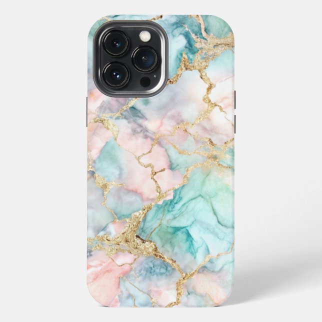 Funda Para iPhone Rose Blue Gold Marble (Reverso )