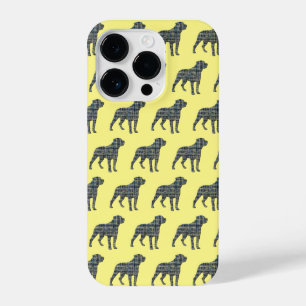 Funda Para iPhone 14 Pro Rottweiler Rottie Cute Perro Silhouette Grid Amari