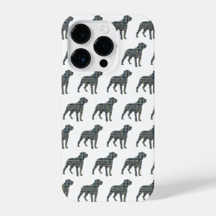 Funda Para iPhone 14 Pro Rottweiler Rottie Cute Perro Silhouette Grid Blanc