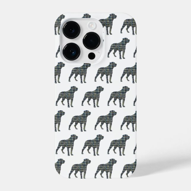 Funda Para iPhone Rottweiler Rottie Cute Perro Silhouette Grid Blanc (Reverso )
