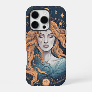 Funda Para iPhone 16 Pro Rótulo celeste Aquarius Zodiac