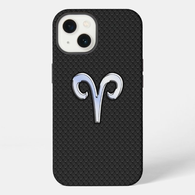 Funda Para iPhone Rótulo cromado como Aries Zodiac (Reverso )