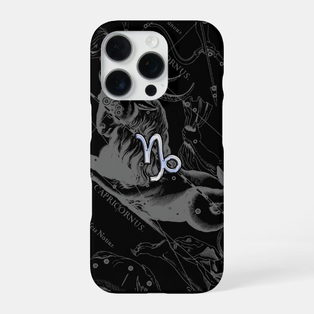 Funda Para iPhone Rótulo cromado como Capricornio Zodiac en Hevelius (Reverso)