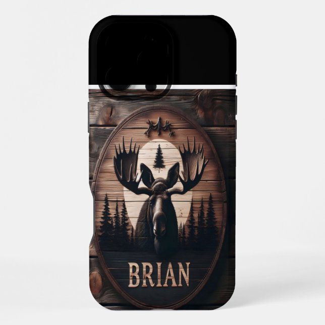 Funda Para iPhone Rótulo de Madera de Moose de Brian (Reverso )