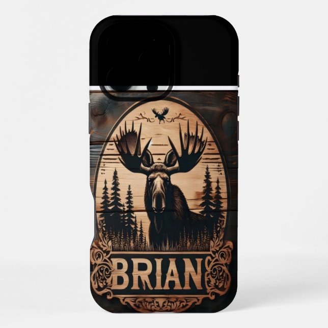 Funda Para iPhone Rótulo de Madera de Moose de Brian (Reverso )