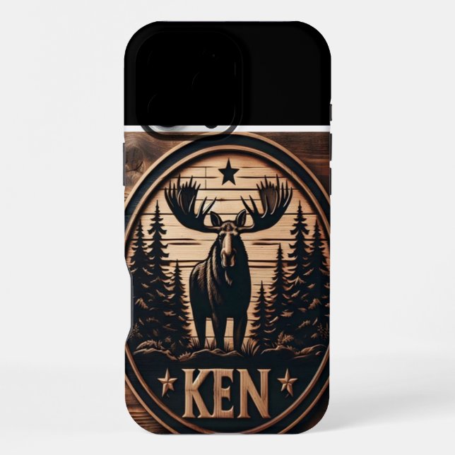 Funda Para iPhone Rótulo de madera de Moose de Ken (Reverso )