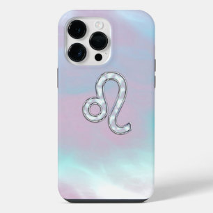 Funda Para iPhone 14 Pro Max Rótulo Leo Zodiac sobre el estilo de Pastels Nacre