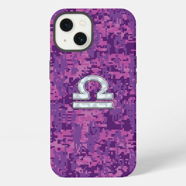 Funda Para iPhone Rótulo Libra Zodiac en Fuchsia Camo (Reverso )