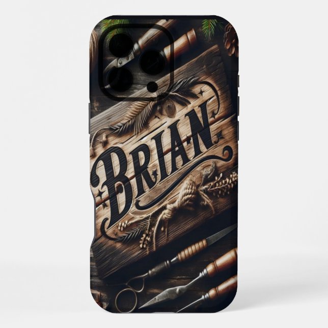 Funda Para iPhone Rótulo Rustic Brian (Reverso )