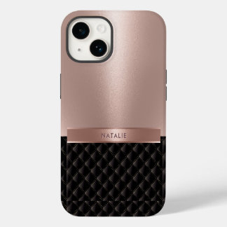 Funda Para iPhone 14 Royal Luxury Rosa Gold Custom Name