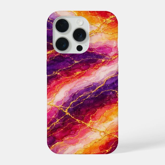 Funda Para iPhone Royal Plum & Raspberry Marble with Gold Veining (Reverso )