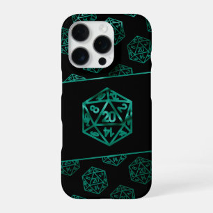 Funda Para iPhone 16 Pro RPG Dados Emerald Fantasy Mesa de Juego Retro Ga