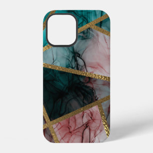 Funda Para iPhone 12 Rubor Óxido Glam Teal y Oro Chic Glamour Moderno