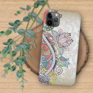 Funda Para iPhone 16 Pro Max Rubor Pink Blue Green Purple Paisley Floral Art