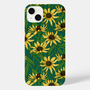 Funda Para iPhone 14 Plus Rudbekia amarilla en verde oscuro