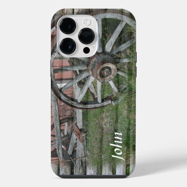 Funda Para iPhone Rueda de vagón rústico de estilo occidental (Reverso )