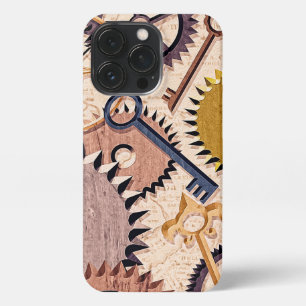 Funda Para iPhone 13 Pro Ruedas Steampunk, engranajes, llaves, pintura de a