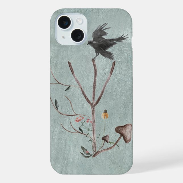 Funda Para iPhone Runa Algiz con Ramas y Cuervo (Reverso )