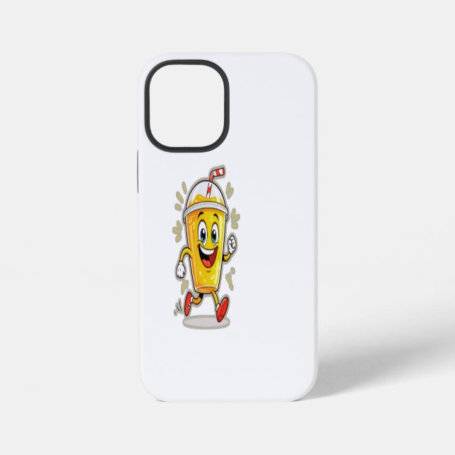 Funda Para iPhone **Running Juice Cup Cartoon – Fun Street Drink Cha (Reverso )