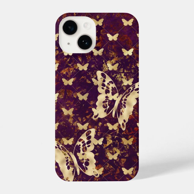 Funda Para iPhone Rustic Burgundy Grunge Butterflies Fundas del iPho (Reverso )