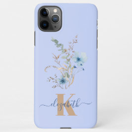 Funda Para iPhone 11Pro Max rustic dusty Blue watercolor flower bouquet