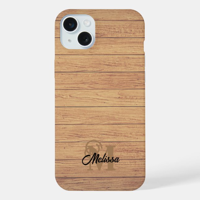 Funda Para iPhone Rustic Wood monogramado (Reverso )