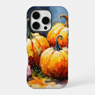 Funda Para iPhone 16 Pro Rústica Calabaza de otoño coloridas hojas de otoño