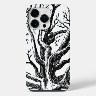 Funda Para iPhone 14 Pro Max Rústicas ramas de árboles abstractas en negro y bl