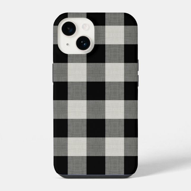 Funda Para iPhone Rustico Buffalo Check Negro (Reverso )