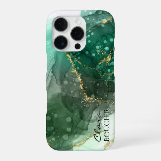 Funda Para iPhone 16 Pro Sacramento Green Alcohol Ink Personalizable