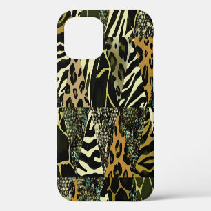 Funda Para iPhone 12 Safari de mosaico: Impresión animal acuática.