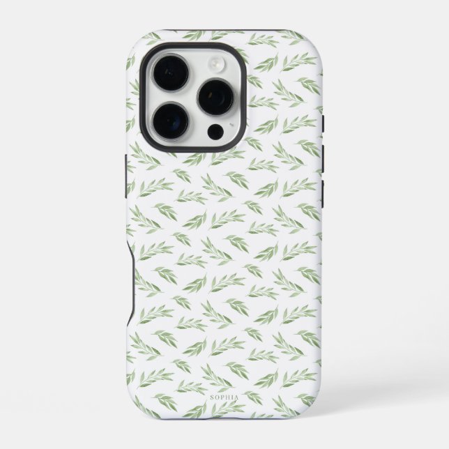 Funda Para iPhone Sage Green Spring deja nombre personalizado (Reverso )