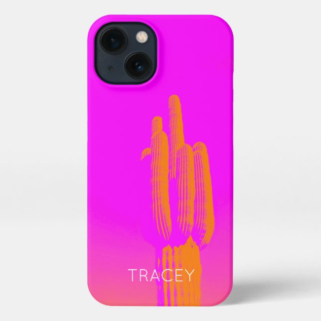 Funda Para iPhone Saguaro Cactus Naranja rosa caliente NOMBRE Desier (Reverso )