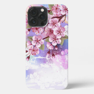 Funda Para iPhone 13 Pro Max Sakura rosa sobre fondo de pintura