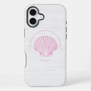 Funda Para iPhone 16 Plus Salmo 118:24 Este es el Día con Concha de Mar
