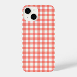 Funda Para iPhone 14 Salmon Red Gingham