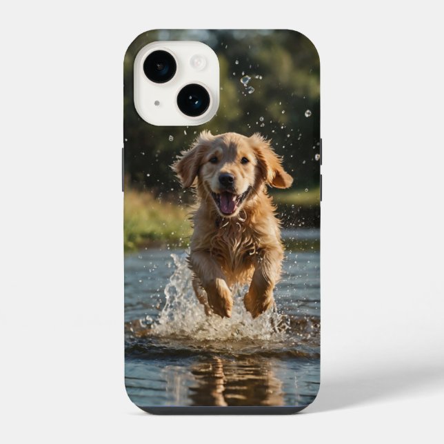 Funda Para iPhone Salpicadura de cachorro feliz (Reverso )